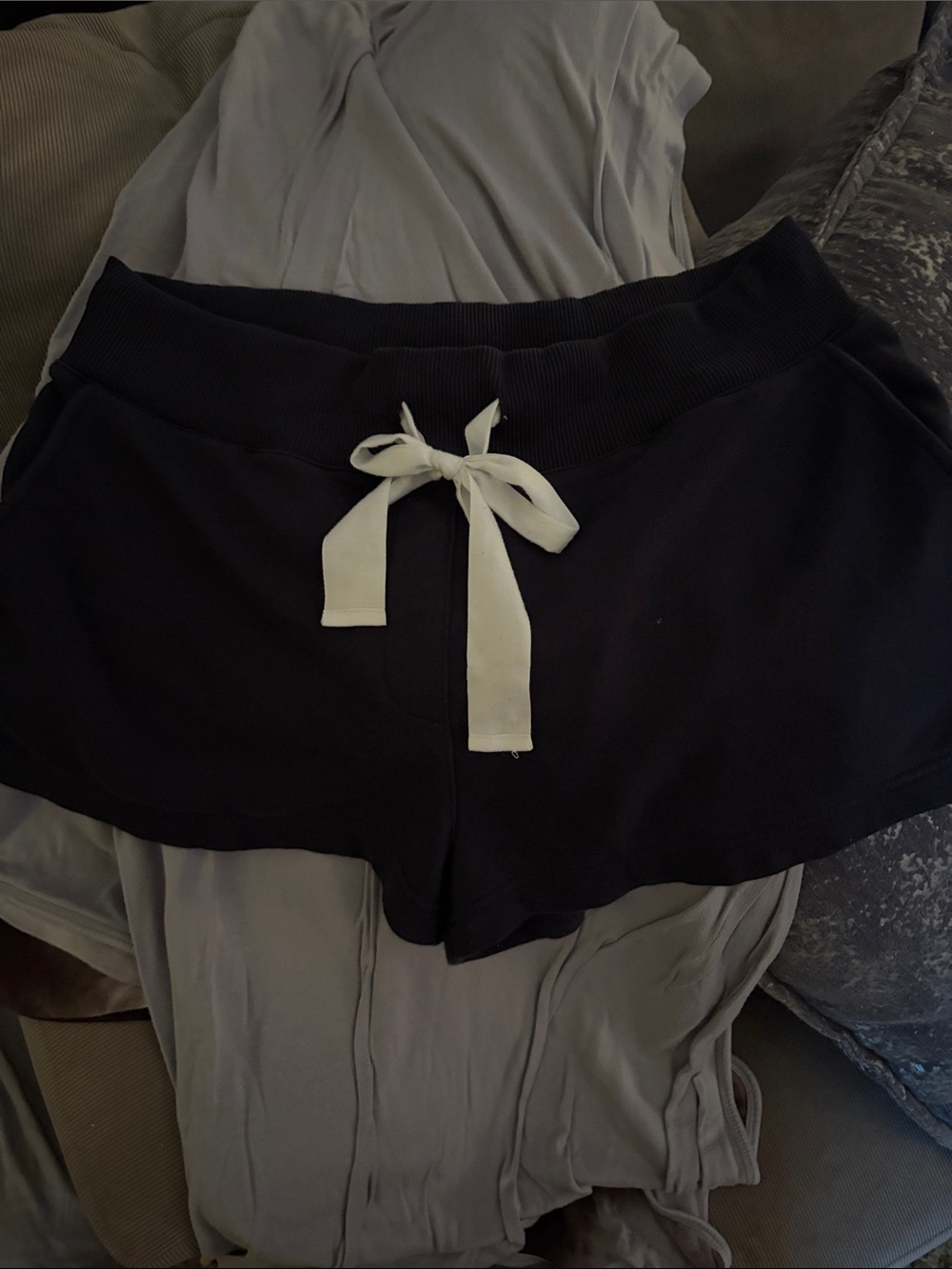 Navy knit cinq a sept Women's Lounge Shorts with White Drawstring